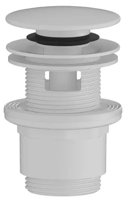 Obrázek produktu pro sklokeramikaO - Umyvadlová výpusť - 5/4“ click-clack s přepadem - plast - 35/50mm - bílá matná