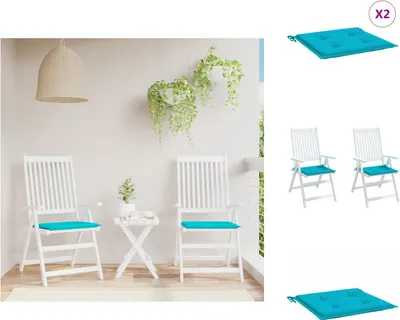 Produktbild von vidaXL Gartenstuhl-Kissen 2 Stk. Türkis 40x40x3 cm Stoff -  Sitzpolster