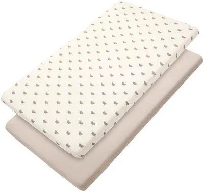 Immagine prodotto di Lenzuolo elasticizzato per culla in mussola di cotone Unyqoos®, per culla 60 x 120 cm, set da 2, estremamente morbido e traspirante, elastico a 360°, design arcobaleno
