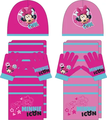 Produktbild von Minnie Maus 3tlg. Winterset Kindermütze Kinderschal Kinderhandschuhe WD9756 (Rosa)