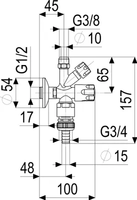 Immagine prodotto di Valvola Angolare Combinata Js, Autosigillante Rb, Sv, Maniglia Di Design, 1/2", Cromo Pol