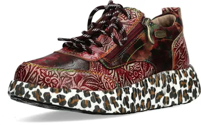 Produktbild von Laura Vita Damen Sneaker Plateau Slipper mit Blumenmuster Nikito 62, Größe:39 EU, Farbe:Rot
