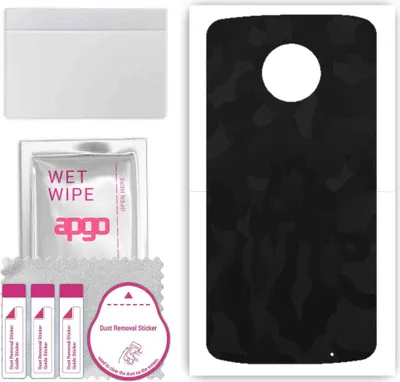 Produktbild von apgo Rückseite Schutzfolie, Skin, kompatibel mit Motorola Moto G6 Plus, Hinten Displayschutzfolie aus Vinylfolie, kratzfest, einfache Montage - Schwarzes Tarnmuster