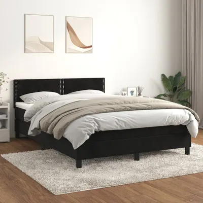 Immagine prodotto di The Living Store Letto a molle con materasso nero 140x200 cm in velluto