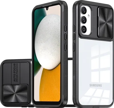 Produktbild von Hülle für Samsung Galaxy A34 Transparent TPU Bumper Schutzhülle mit Schiebe Kamera Schutz Schwarz