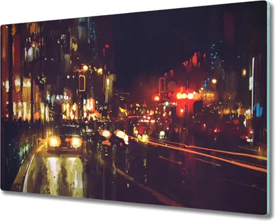 Produktbild von Coloray Hackbrett Herdabdeckplatte 80x52 cm Küchenbrett Kochplattenabdeckung Schneidebrett - Nachtstadtstraße