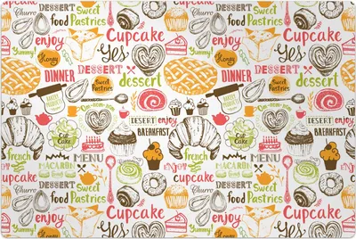 Produktbild von Küchenmatte 140x210 cm Vinylmatte Bodenmatte Dekoration - Desserts und Süßigkeiten