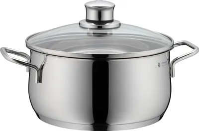 Produktbild von WMF Diadem Plus pánev 20 cm, skleněná poklice, fritovací hrnec 3,0 l, leštěná nerezová ocel Cromargan, indukční hrnec, bez povrchové úpravy