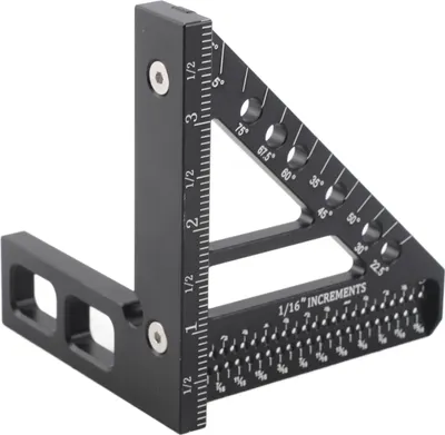Produktbild von Kreuzlinien-Kalibrierlineal, Vertikallinie, 45¡ã-Winkel, rechtwinklige Winkellehre, Winkelmesser, Anreißnadel aus Aluminiumlegierung, Messlineal für Holzbearbeitung, Schreinerzubehör