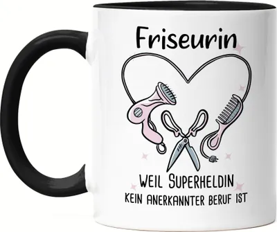 Produktbild von Friseurin Weil Superheldin Kein Anerkannter Job Ist Tasse Schwarz Geschenk Danke Sagen Haarstylistin