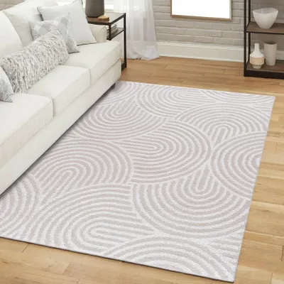Produktbild von Mazovia Teppich - Modern Geometrische Bögen - Wohnzimmer, Schlafzimmer, Esszimmer, Büro - Mittelhaarig - Rechteckig - Weich Stilvoller - 80x150 cm
