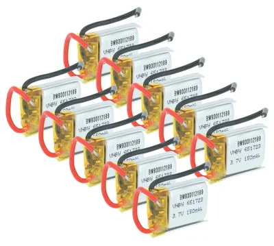 Produktbild von vhbw 10x Akku Ersatz für JJRC 651723 für Modellbau (150mAh, 3,7V, Li-Polymer, 25 x 17,5 x 7,6 mm, 2 Pin Walkera)