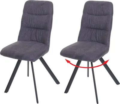 Produktbild von 2er-Set Esszimmerstuhl HWC-J69, Küchenstuhl Stuhl, drehbar Auto-Position, Samt  anthrazit