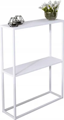 Zdjęcie produktu dla Konsola Loft Metalowa Biała 60x20x78 Stolik do Przedpokoju Salon Industrialna Wąska Toaletka
