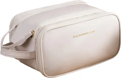 Produktbild von INF PolyurethanKosmetiktasche mit Doppelreißverschluss Weiß