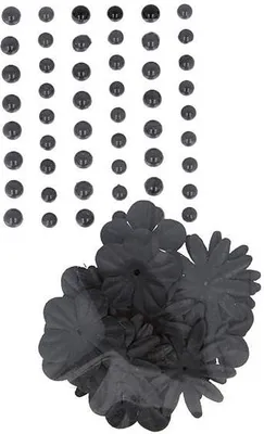 Immagine prodotto di Perline autoadesive e fiori di carta - Nero