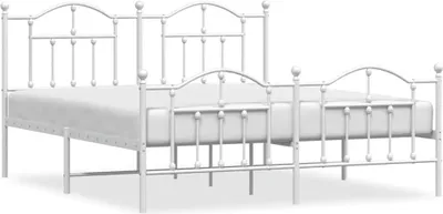 Obrázek produktu pro vidaXL Postel s čelem a nohou kovová bílá 183x213 cm