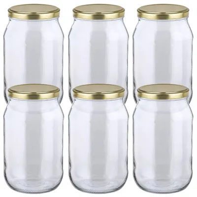 Produktbild von MIKONI Gurkenglas 1,7 L | 6 STÜCK | Gold Deckel | Einweckgläser, Einmachgläser, Vorratsgläser, 1700ml, Einmachglas, Sturzgläser, Gurkengläser