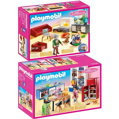 Produktbild von PLAYMOBIL 70206 70207 Dollhouse 2er Set Familienkü