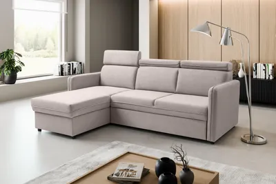 Produktbild von BARCELO Universelles Ecksofa 220x165 cm L-Form mit: Schlaffunktion, Bettkasten & Verstellbare Kopfstützen, Beige - Enjoy New 37