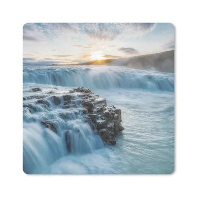 Produktbild von MuchoWow® Mauspad Mousepad Wasserfall - Wasser - Steine - Sonne - Natur 20x20 cm - Mousepads - Maus Mat - Pad - Mausunterlage - Desk Mat - Bureauartikeln
