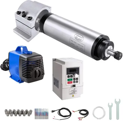 Productafbeelding van Spindelmotor set - CNC motor - Precisie graveren - Watergekoeld systeem - 15 kW - Zilverkleurig