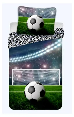 Produktbild von BrandMac Bettwäsche Fußball Kissenbezug 80 x 80 cm und Bettbezug 135 x 200 cm, 100% Baumwolle