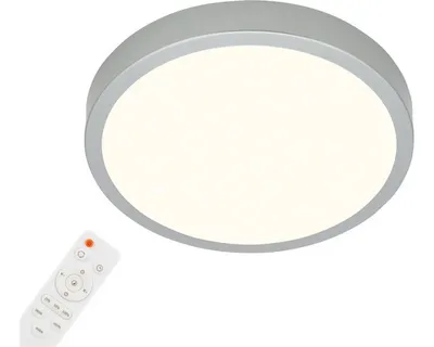 Zdjęcie produktu dla Lampa sufitowa LED BRILONER RUNA, zdalne sterowanie, możliwość ściemniania, regulacja temperatury barwowej CCT, dekor gwiazdy, kolor srebrny, 38 x 5 cm