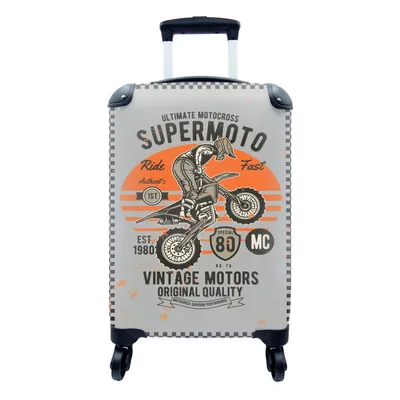 Obrázek produktu pro Kufr Příruční zavazadlo na kolečkách Malý cestovní kufr na 4 kolečkách Mancave - Motorka - Motokros - Retro - Velikost kabiny < 55x40x23 cm a 55x40x20