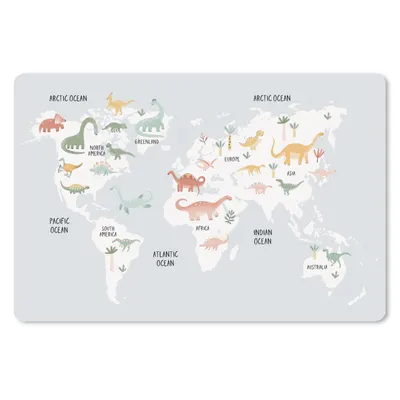Produktbild von MuchoWow® Schreibtischunterlage Kinderzimmer - Karte - Dino - Grau 60x40 cm - XXL Mauspad - Großes Mauspad