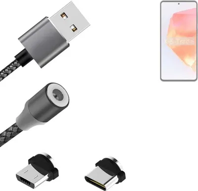 Produktbild von K-S-Trade Hochwertiges Magnet-Lade-kabel Sync-Kabel Daten-Kabel kompatibel mit Samsung Galaxy C55 mit USB-Typ-C-Anschluss und Micro-USB-Anschluss 2A