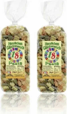 Produktbild von Streuteile Zahl 18 aus Nudelteig, 2X 250 g, Nudeln, Pasta, Dekoration, Delikatesse, Geburtstag