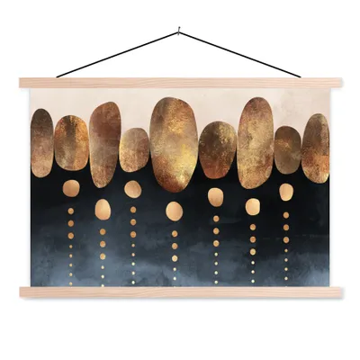 Produktbild von MuchoWow® Textilposter Gold - Abstrakt - Luxus 120x80 cm mit holzfarbenen Rahmen - Aufhängeset
