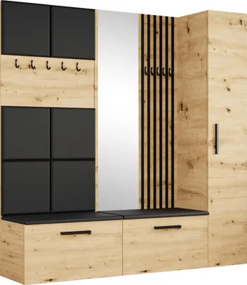 Produktbild von Masseno Garderobe-Set MODULO 201,2/204/40 cm Modern Garderobenschrank Eiche Artisan
