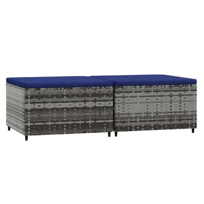 Image de vidaXL Tabouret de jardin avec coussin 2 pcs. Gris Poly Rattan