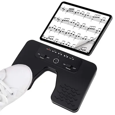Produktbild von Bluetooth pedal noten umblättern, Bluetooth Page Turner Pedal für Tablets Smartphones wiederaufladbar lautlos, Modern, 17x11x2,3cm