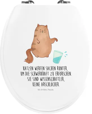 Produktbild von Mr. & Mrs. Panda WC Brille Katze Wasserglas - Weiß - Geschenk, WC-Sitz, Cat, klo deckel, Klobrille, Klodeckel, Toilettendeckel, Wissenschaftler, Klositz, Wasser, Cats