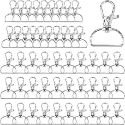 Produktbild von Schlüsselanhänger-Ring - 50 Stück D-Ring Clip für Bastelarbeiten und Handtaschen