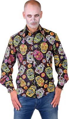 Produktbild von M217294-220-XL Mexican Skull Herren Hemd-Bluse Tag der Toten Gr.XL