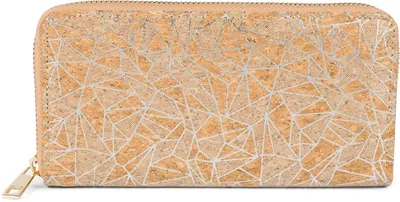 Produktbild von styleBREAKER Damen Geldbörse aus Kork mit Geometrischem Metallic Prisma Muster, Reißverschluss, Portemonnaie 02040148