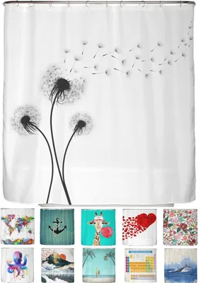 Obrázok produktu pre Sprchový záves 180 x 200 cm, čierno-biely, proti plsniam, do kúpeľne