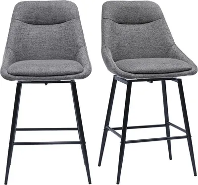 Produktbild von Miliboo - Drehbare Barhocker aus Textil in Grau mit Samteffekt und Metall H66 cm (2er-Set) ALESS