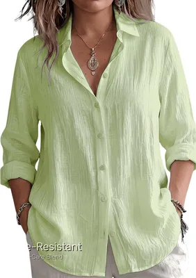 Productafbeelding van Currero Linnen Blouse Dames Licht groen 1XL