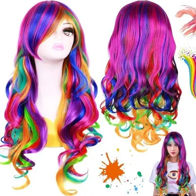 Zdjęcie produktu dla Peruka z krótkimi włosami z fioletowym gradientem, dla kobiet o kręconych włosach, 28 cali/70 cm, do codziennego użytku, cosplay, Halloween