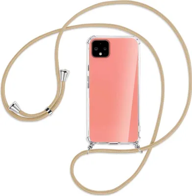Produktbild von Handykette Backcover-Schutzhülle mit Band (Metall silberfarben) für Google Pixel 4 - caramel