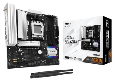 Produktbild von Asrock A620AM Pro RS WiFi, AMD, Sockel AM5, AMD Ryzen 7000 Series, AMD Ryzen 8000 Series, AMD Ryzen 9000 Series, DDR5-SDRAM, 256 GB, DIMM
