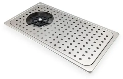 Produktbild von Tropfschale Kaffeemaschine Edelstahl mit Glasdusche 430x245x30mm, Spritzschutz perforiert