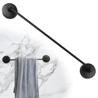 Produktbild von 55cm Saugnapf Handtuchhalter 304 Edelstahl Saughaken Saugknöpfe Saugnäpfe Badetuchhalter Ohne Bohren, Wasserdicht Badezimmer Handtuchstange Vakuum für Duschwand, Tragfähigkeit 5 kg/PC Schwarz