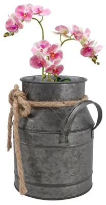 Image de Pot de fleurs en fer vintage, finition rétro, 15 x 14 cm
