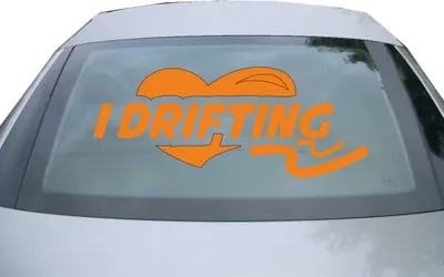 Produktbild von Indigos UG - Aufkleber Heckscheibe & Motorklappe DE7118 - orange - 600x241 mm - I love drifting - Auto Scheiben Fenster Heckklappe Tuning Racing JDM - Die cut